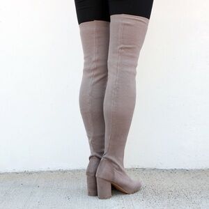 Taupe Over the Knee Women's Sock Boots